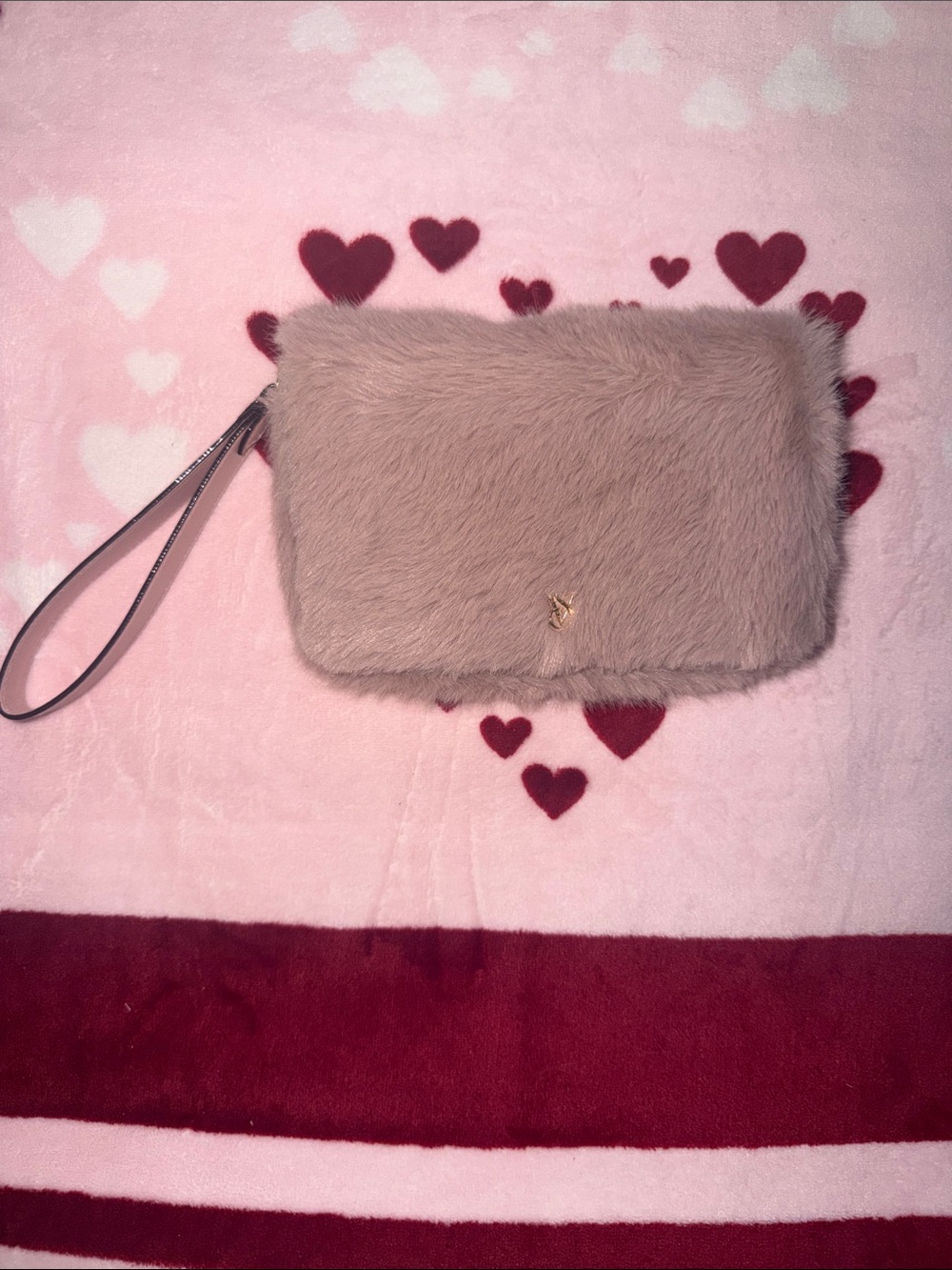 Victoria's Secret Blush Pink Faux Fur Wristlet